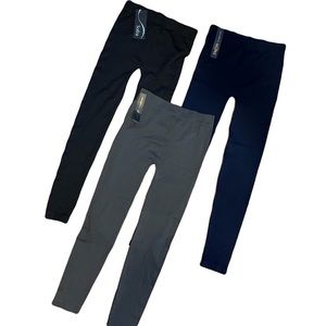3 pairs of leggings/tights • new with tags • grey, black, and navy • one size